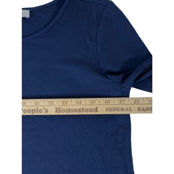 Loft Womens Top Blouse Size XS Navy Blue Flounce Sleeve READ - Picture 7 of 8